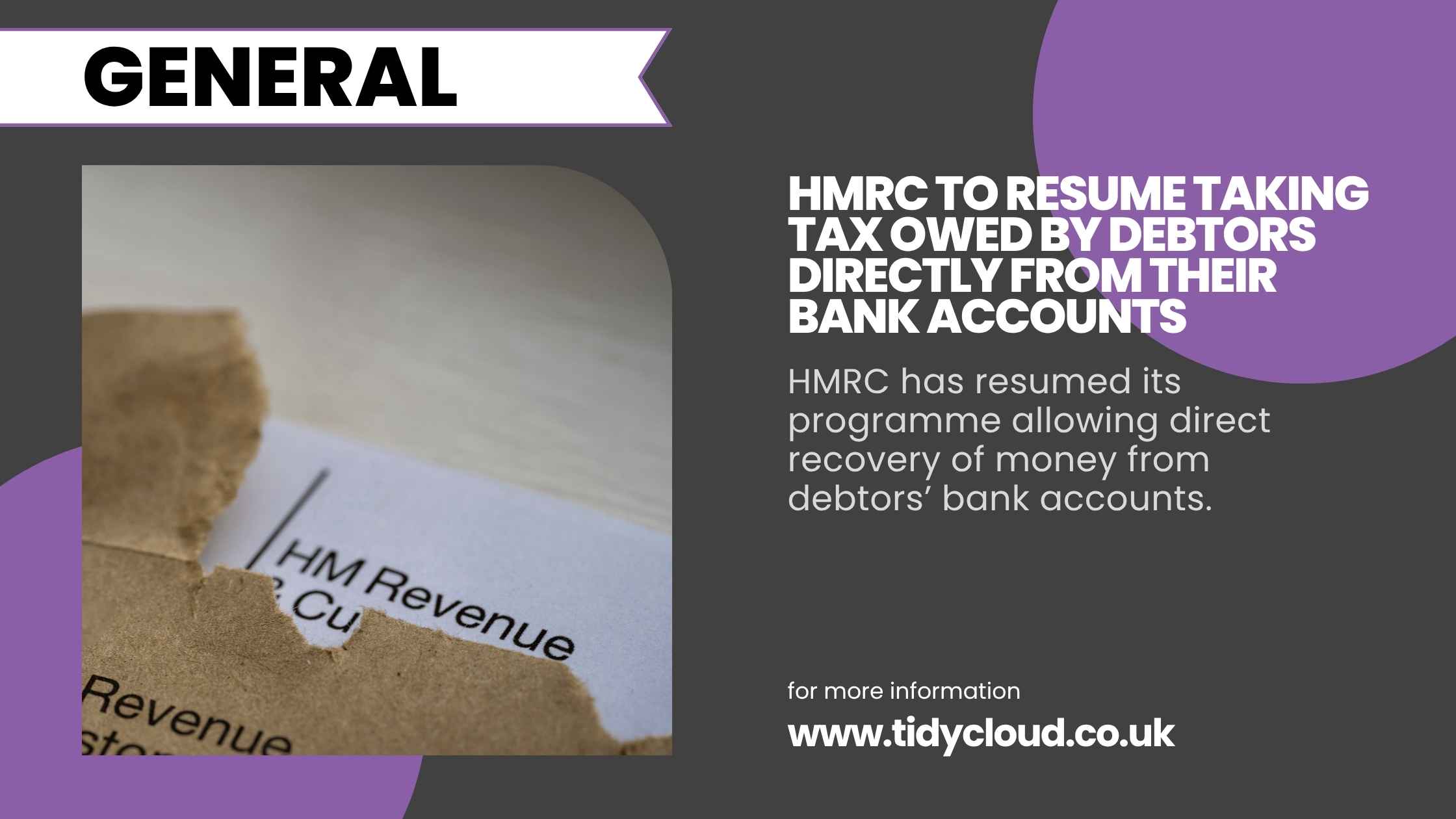 TidyCloud - HMRC to resume taking tax owed by debtors directly from